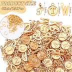 SANNIX Letter Charms, 156Pcs/6 Sets Alphabet ABC Letter Charms 3 Styles Capital A-Z Charms DIY Bracelet Necklace Pendants with 200Pcs Open Jump Rings for Jewelry Making, KC Gold - color: KC Gold