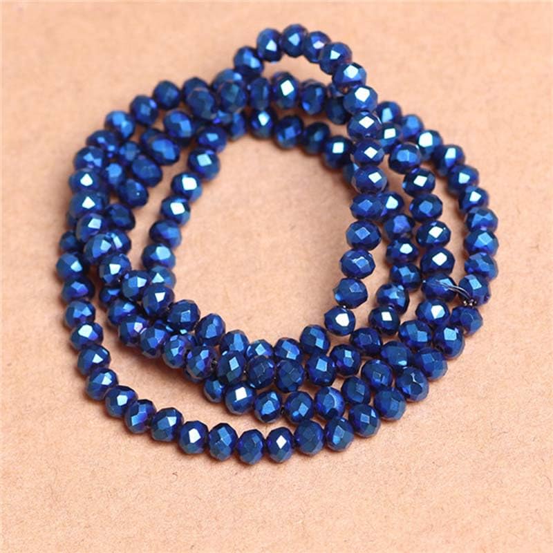 415pcs Rondelle Crystal Glass Beads 2mm 4mm 6mm 8mm Mixed Sizes, Faceted Briolette Spacer Czech Seed Loose Beads for DIY Jewelry Making (Dark Blue) - color: Dark Blue