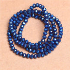 415pcs Rondelle Crystal Glass Beads 2mm 4mm 6mm 8mm Mixed Sizes, Faceted Briolette Spacer Czech Seed Loose Beads for DIY Jewelry Making (Dark Blue) - color: Dark Blue