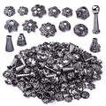 BronaGrand 100 Gram Gun Black Flower Bead Caps Tibetan Alloy Mixed Styles Spacer Beads Caps End Caps Craft Supplies for DIY Earrings Bracelet Necklace Jewelry Making Accessories - color: Gun Black