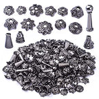 BronaGrand 100 Gram Gun Black Flower Bead Caps Tibetan Alloy Mixed Styles Spacer Beads Caps End Caps Craft Supplies for DIY Earrings Bracelet Necklace Jewelry Making Accessories - color: Gun Black