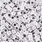 FASHEWELRY 500 Pcs Acrylic Cube Vowel Letter Beads, 6mm Silver Square Initial Alphabet Beads for Friendship Bracelet & Jewelry Making - color: 00-A/E/I/O/U-Silver, size: 6x6x6mm