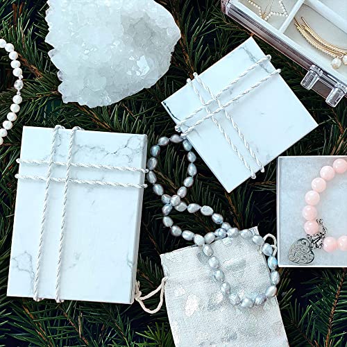 TheDisplayGuys - 100-Pack #32 Cotton Filled Cardboard Paper Jewelry Boxes Gift Case - Marble White (3.3" x 2.3" x 1.0") - for Shipping or Storage - size: 1 Count (Pack of 100), style: 3.3" x 2.3" x 1.0" (#32)