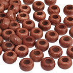 TUMBEELLUWA Natural Gemstone Beads for Jewelry Making, Rondelle Large Hole Loose Beads Pack of 15,Gold Sand Stone(8x14 mm) - color: Brown & Gold