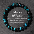 Handmade 8mm Beaded Bracelets For Men Protection Bracelet For Women Chakra Feng Shui Stretchy Handmade Lucky Money Stretchy Crystal Bracelets Best Gifts - color: Simulated Blue Tiger