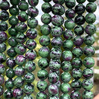 ABCGEMS Tanzania Darkest Ruby in Zoisite Beads - AAA (Occasional Red Ruby Inclusions & Intense Green Zoisite) Healing Energy DIY Jewelry Making Smooth Round 10mm - color: Ruby Zoisite (From Tanzania)