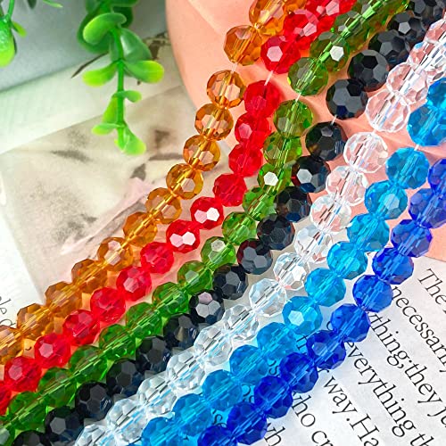 Jmassyang 200 Pieces 6mm Faceted Round Crystal Glass Beads Spacer Beads for Jewelry Making, Bracelets Necklaces Earrings Wind Chimes Suncatchers(Amber) - color: Amber, size: 6mm