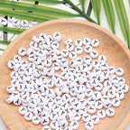 100Pcs Letter Beads - 4x7mm White Round Acrylic Alphabet Beads for Jewelry Making DIY Bracelets, Necklaces & Key Chains - color: Y 100Pcs
