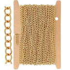 THREENEST 16.4-Feet Width 3mm Stainless Steel Gold Extander Chains, 18K Gold PVD Welded Permanent Cable Craft Tail Curb Chain for Necklace Bracelet Earring Jewelry Making - color: 18K Gold, size: Extender Chains(Width 3mm)