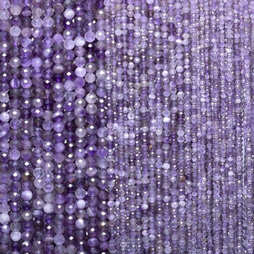 4mm 90pcs Natural Amethyst Stone Beads, Songxi Small Faceted Round Loose Gemstone for Jewelry Making, DIY Art and Craft, Bracelet Necklace (1 Strand) - color: Amethyst, size: 3.7-4.2mm