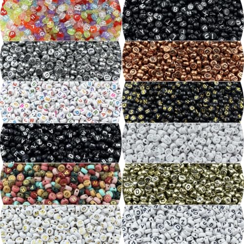 1000pcs Round Letter Beads 4x7mm Acrylic Alphabet Beads Spacer Beads for Jewelry Making Bracelets Necklace Earring Key Chains DIY Craft(I-White Letter Light Green Bead) - color: I-White Letter Light Green Bead
