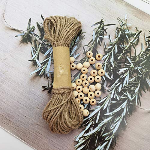 INSPIRELLE 1800pcs 8mm Natural Wood Beads Unfinished Round Wooden Loose Beads Wood Spacer Beads with 10M Jute Twine for Craft Making Home Decoration - size: 8mm