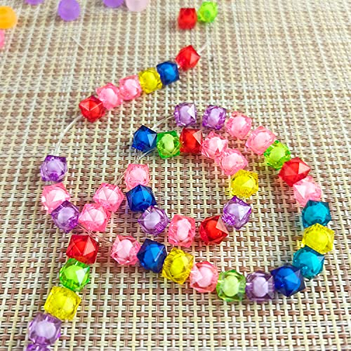 Cube 400pcs Faceted Square Transparent 8mm Glass Beads Crystal Spacer Beads, Round Beads Inside for Jewelry Making (Deepblue) - color: DeepBlue