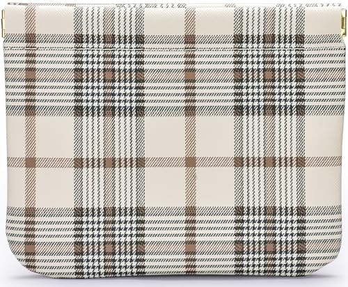 Leather Pocket Cosmetic Bag for Purse,Coin Purse Lipstick Cosmetic Accessories Organizer, Travel Kit Storage Pouch,Waterproof Portable No Zipper Self-closing (Tartan) - color: Tartan