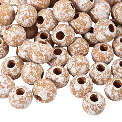 100pcs Retro Style Wooden Beads 16mm Large Hole 6mm for Craft DIY Macrame Art Decoration and Handmade Artworks - color: Retro-Style