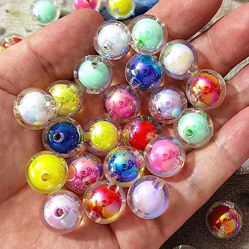 Mixed Lots Shiny AB Color Acrylic Bead DIY Beading Hairband Bracelets Necklace Craft Embelishment (Mixed Colors-Round) - color: Mixed Colors-Round