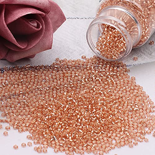 5100 Pcs Size 8/0 Glass Seed Beads, 3 mm Rose Gold Small Mini Spacer Loose Pony Beads for Jewelry Making and DIY Crafts - color: Rose Gold, size: Medium