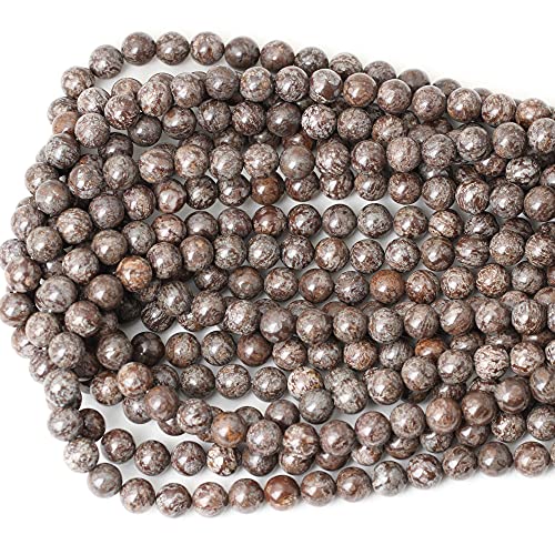 45PCS 8mm Natural Brown Snowflake Jasper Gemstone Round Stone Loose Beads for Jewelry Making 1 Strand 15" - color: Brown Snowflake, size: 8mm