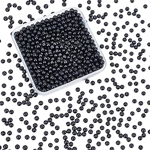 PH PandaHall Black Glass Pearl Beads, 1000pcs 4mm Glass Pearls for Earring Bracelet Necklace Waist Chain Jewelry Making, 0.71.1mm Hole - color: Black