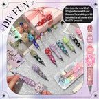 Tondiamo 45 Pcs Full Rhinestone Beadable Pens Bulk Set 15 Glitter Diamond Pens with Cards & Bags Fancy Beaded Pen for Beads DIY Cute Journalling Bling Ballpoint Craft Making(Rose Diamonds) - style: Rose Diamonds