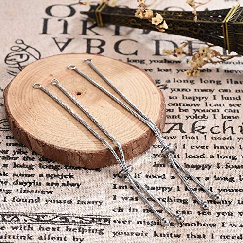 DanLingJewelry 10pcs 304 Stainless Steel Adjustable Slider Bracelet Slider Extender Chains Friendship Bracelets for Jewelry Making DIY 8 Inches(210mm) PP - color: StyleⅫI-10 pcs-Platinum