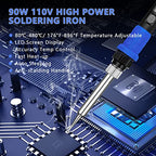 Soldering Iron Kit, 90W LED Digital Solder Iron Kit with Ceramic Heater, 110V Welding Tools with Smart Temperature Control, Auto Sleep, Temp Calibration, C/F, Accurate 176℉-896℉ - color: 90w- 9-in-1
