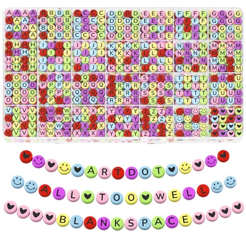 ARTDOT 1400 Pieces Letter Beads for Friendship Bracelets Making Kit, 28 Styles Assortment Jewelry Making Supplies Alphabet Beads Set with Cases Preppy Crafts Gifts - color: Black Letter Multicolor Bead