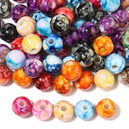 200PCS Acrylic Crystal Beads for Jewelry Making Round Loose Beads Charms Ink Patterns for Bracelets Earring Necklace Rings Adults Beading DIY Art Craft Projects Decor Birthday Gifts (12mm) - size: 12mm