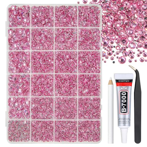 qiipii Dark Pink Crystal Resin Rhinestones w B7000 Jewelry Glue for Bedazzling Crafting 2mm-6mm Flatback Stones Diamonds Crystals Gems Charms for Nails Face Eyes Makeup Tumblers Bottles Crafts Shoes - color: Dark Pink, size: Crystal