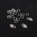 925 Sterling Silver Jewelry Making Lobster Claw 10mm, 23PCS Italian Rectangle Trigger Clasps with Open Jump Rings Set, Small Necklaces Bracelet Connector Clasp Supplies Silver Jewelry Finding Set - color: 23PcsB