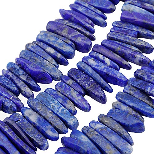 SUNYIK Lapis Lazuli Crystal Points Quartz Rough Sticks Spikes Point Beads 15 inch Strand Drilled - color: Lapis Lazuli(Rough), size: 0.4"-1.3"