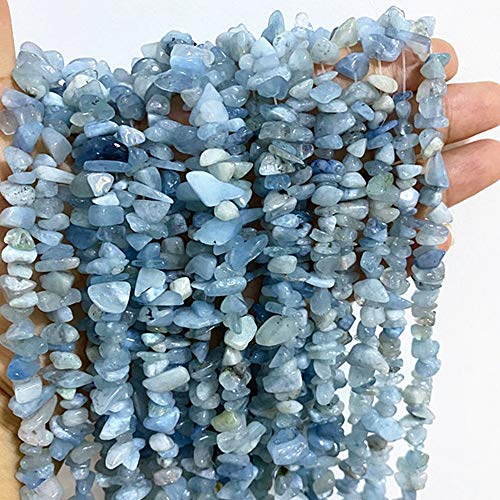 3-5mm Natural Aquamarine Gemstone Chips Loose Beads Semi Precious for Jewelry Making DIY Handmade Craft Supplies 1 Strand per Bag Approxi 32" - color: Aquamarine