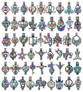 Mixed Pearl Cage Locket Pendants Set, Essential Oil Diffuser DIY Necklace Bracelet Jewelry Making Craft, Bulk Beads Aromatherapy Diffuser Charms Gifts for Women Girls - color: Random 30pcs Rainbow Color