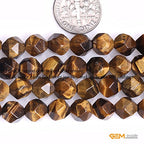 GEM-Inside Natural 8mm Yellow Tiger Eyes Gemstone Loose Beads Faceted Cambay Crystal Energy Stone Power for Jewelry Making 15" - color: Yellow Tiger Eye, size: 8mm