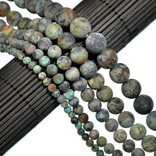 AD Beads Beautiful Natural Matte Gemstone Round Spacer Loose Beads 4-12mm (6mm, 05 Matte African Turquoise) - color: 05 Matte African Turquoise, size: 6mm