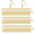 Bylion 400 Pieces Stainless Steel Earring Hooks, Fish Hooks Ear Wires French Wire Hooks, Coil and Ball Style Nickel-Free Ear Wires for Jewelry Making, Gold - color: Gold