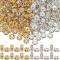 1 Box 400Pcs Rhinestone Spacer Beads 6mm Rondelle Spacer Bead Bulk Silver Plated Brass Grade A Crystal Rhinestones Round Metal Spacers Loose Beads for Jewelry Making Bracelets DIY Craft Women - style: Style 1