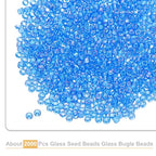 uxcell 2000 Pcs Glass Seed Beads Bulk, 2mm Mini Glass Bugle Beads for DIY Earrings, Necklaces, Bracelets, Jewelry Making, Light Blue - color: Light Blue, size: 2mm