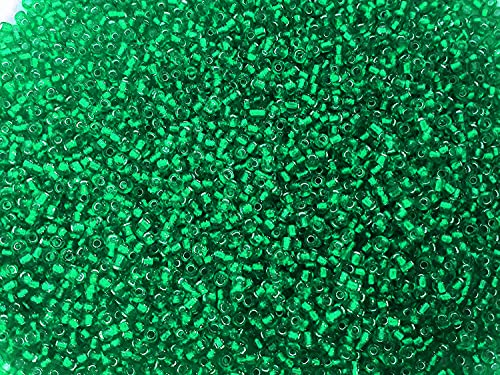 Seed Beads Size:11/0 50 gr / 1.76 oz (Emerald Green Silver Lined) - color: Emerald Silver Lined