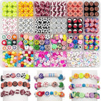 650pcs Sports Polymer Clay Beads Bracelet Making Kit, Gold Beads Clay Bead Charms, Baseball Football Basketball Soccer Volleyball, Clay Bead Charms for Jewelry Making, Necklace, Earring - color: Sports balls