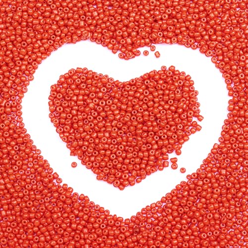 2mm Glass Seed Beads Bulk, Orange 12/0 Tiny Round Seed Bead, Small Mini Pony Craft Beads for Bracelet Necklace Wrist Jewelry Making Beading Weaving DIY Crafts Supplies - color: Orange