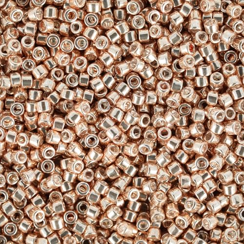 Miyuki Delica Seed Beads – Size 11/0 (1.6 mm), DB0411, Galvanized Gold Dyed, 7.2 g, Approx. 1440 Beads, Made in Japan - color: DB0411 - Galvanized Gold Dyed