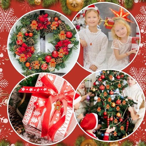 Augshy 64 Pcs Gingerbread Man Charms, Christmas Gingerbread Resin Charm Beads Gingerbread Man Figurines Christmas Pendant Ornament for DIY Crafts Bracelet Necklace Jewelry Making Decorations - style: Gingerbread Man Style