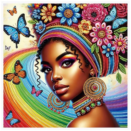 AiYuanzsh 5D Special Shaped Diamond Painting Kit - African American Woman Design, Unique Crystal Rhinestone Diamond Art Set for Beginners and Adults, Perfect for Home Wall Decor and Holiday Gifts - color: African