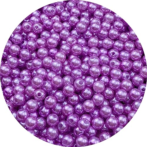 Pinhoollgo 800pcs Pearl Beads 6mm Round Pearl Beads with Hole for DIY Bracelet Necklace Jewelry Making Supplies Handmade Craft(Purple) - color: Purple, size: 6mm/800pcs