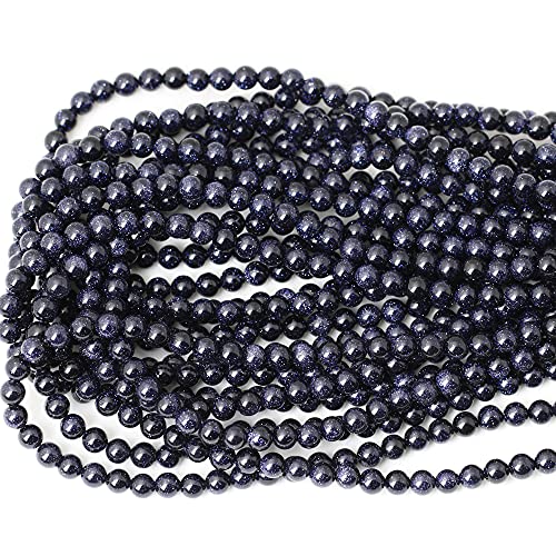 60PCS 6mm Natural Blue Sandstone Gemstone Round Loose Beads Stone Beads for Jewelry Making DIY Findings 1 Strand 15" - color: Blue Sand Stone, size: 6mm