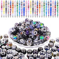 European Large Hole Beads Spacer Beads Charm Fairy Wands Beads Rhinestone Craft Beads for DIY Bracelet Jewelry Making (Black) - color: Black