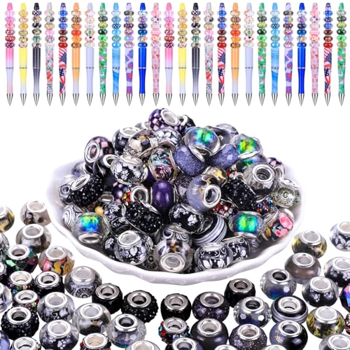 European Large Hole Beads Spacer Beads Charm Fairy Wands Beads Rhinestone Craft Beads for DIY Bracelet Jewelry Making (Black) - color: Black