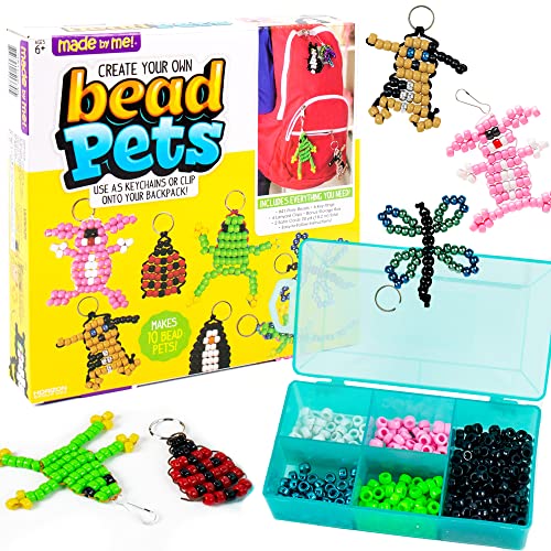Made By Me Create Your Own Bead Pets by Horizon Group USA, Includes Over 600 Pony Beads, 6 Key Rings, Storage Box & Much More - style: Bead Pets