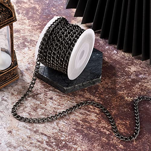 Craftdady 16.4 ft Aluminum Curb Chain Link 8x5mm Twisted Unwelded Oval Cross Chain Link Necklace Chain with Spool for Bracelet Tassel DIY Crafts Jewelry Making - color: Black, 8x5mm